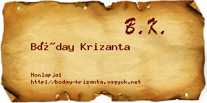 Bóday Krizanta névjegykártya